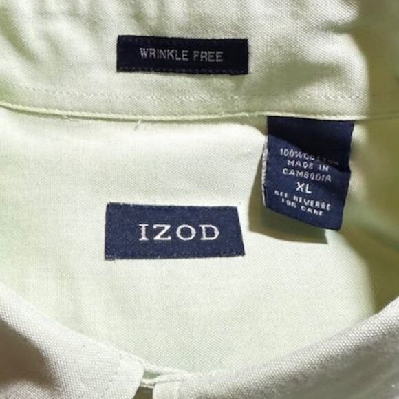Izod Light Green Wrinkle Free 100% Cotton Button Down Shirt - Picture 10 of 11